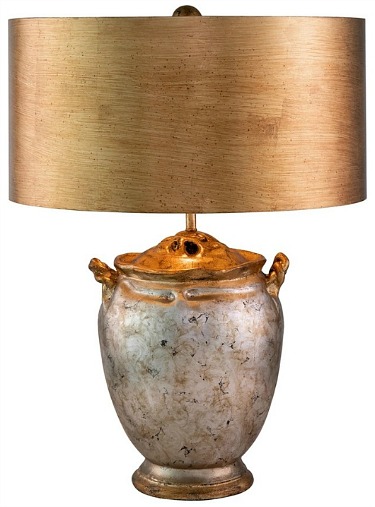 Gold Silver Ceramic Jar Distressed Table Lamp Lucas McKearn