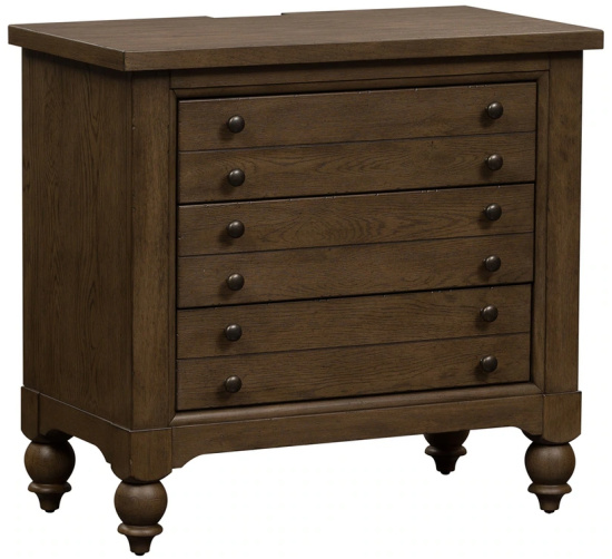 Americana-Farmhouse-Dusty-Taupe-Finish-Bedside-Chest-with-Charging-Station