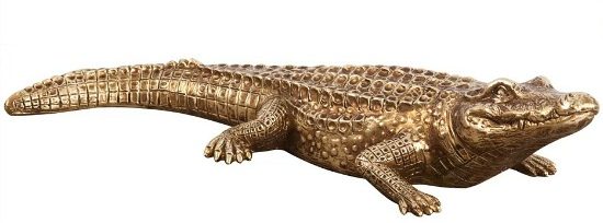 Antique Gold Crocodile Sculpture
