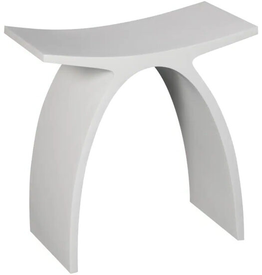 Arched White Matte Solid Surface Resin Bathroom / Shower Stool