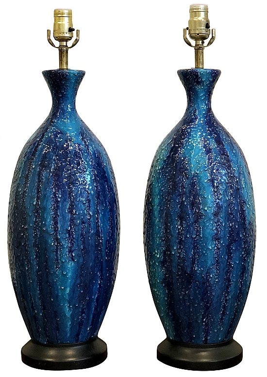 mid-century-italian-modern-blue-glazed-ceramic-sculptural-table-lamp