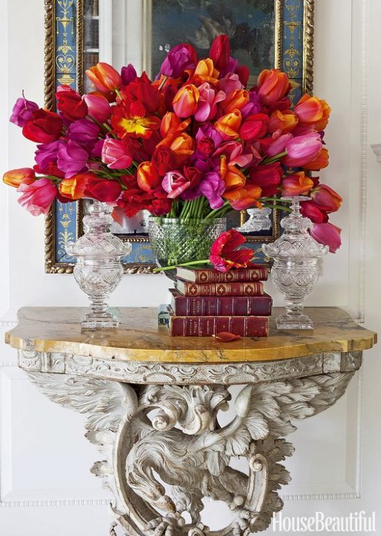 foyer flowers bold colors