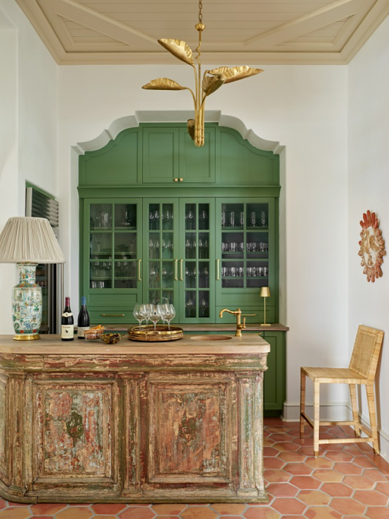 green-cabinets-home-bar