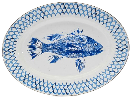 Fish Camp Enamelware Oval Platter