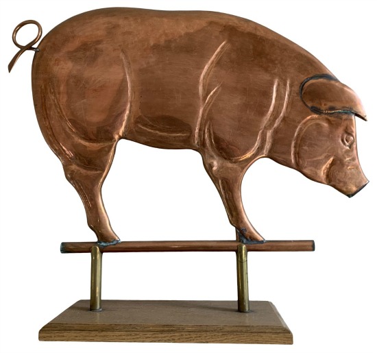 Rustic Copper Pig Sculpture