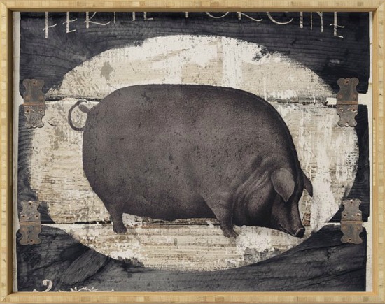 Vintage French Farm Sign Pig Serving Tray
