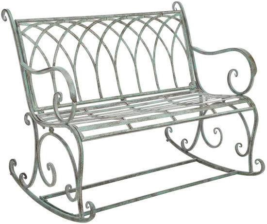 Ressi Victorian Scroll Iron Outdoor Rocking Bench