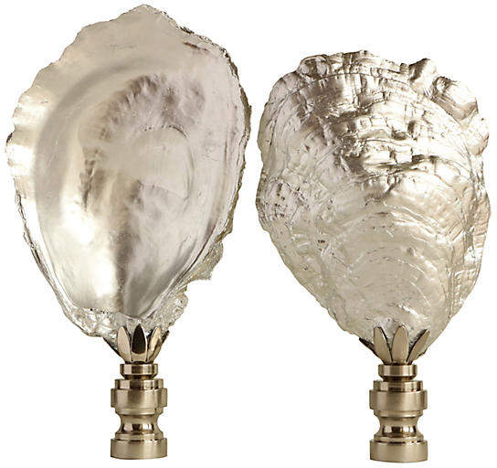 One Kings Lane Vintage Silvered Oyster Shell Lamp Finials - Set of 2