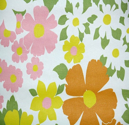 vintage retro wallpaper daisies