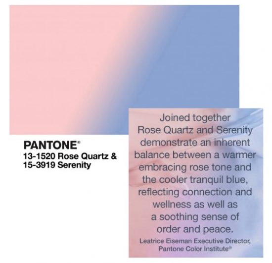 Pantone Color of the Year 2016 Rose Quartz and Serenity