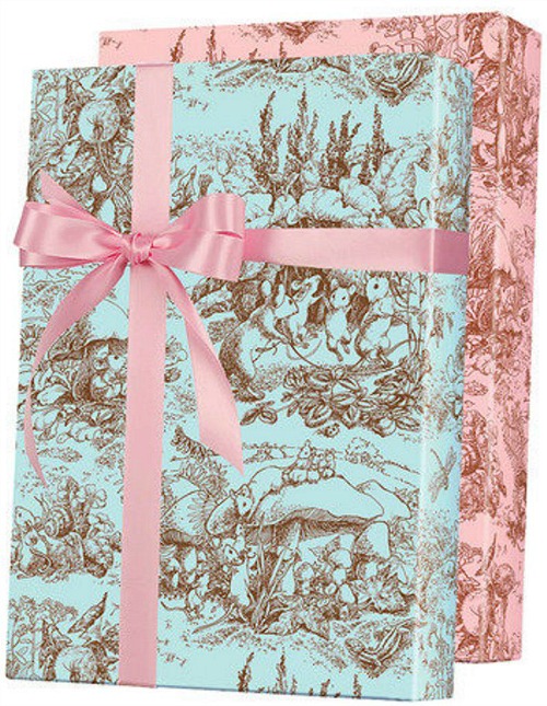 Toile Nursery Rhyme Reversible Baby Shower Gift Wrapping Paper1