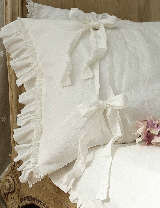 Pure Linen duvet cover 'Diane' with ruffles and ties