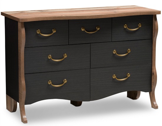 Romilly 7-Drawer Black and Oak Brown Dresser