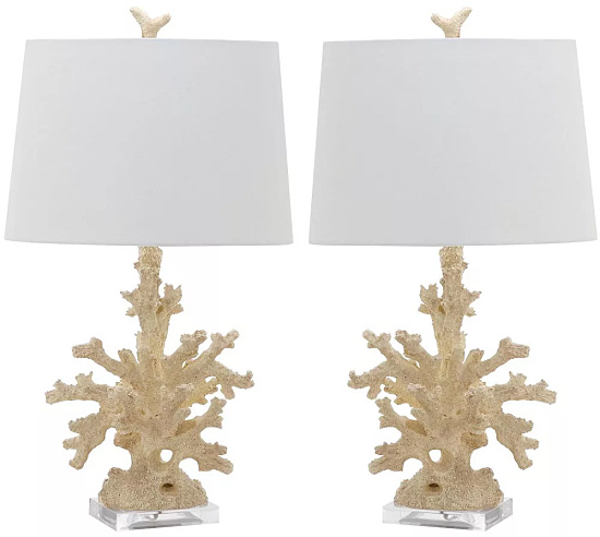 Faux Coral Branch Table Lamp (Set of 2)