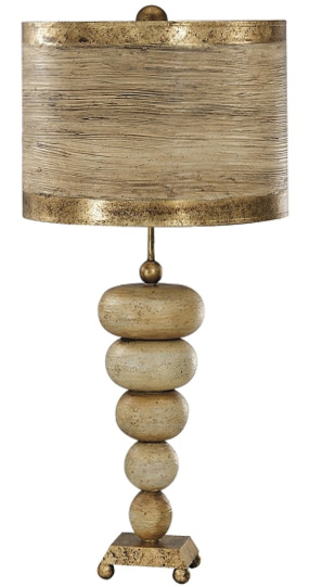 Retro Stone Table Lamp with Painted Drum Shade - Lucas McKearn