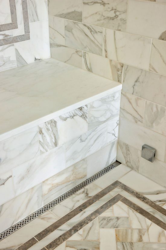 marble tile shower bench