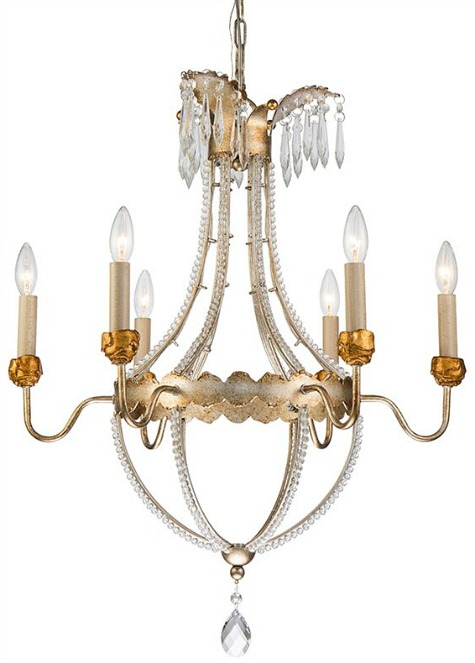 Karlton 6 - Light Candle Style Empire Chandelier with Crystal Accents