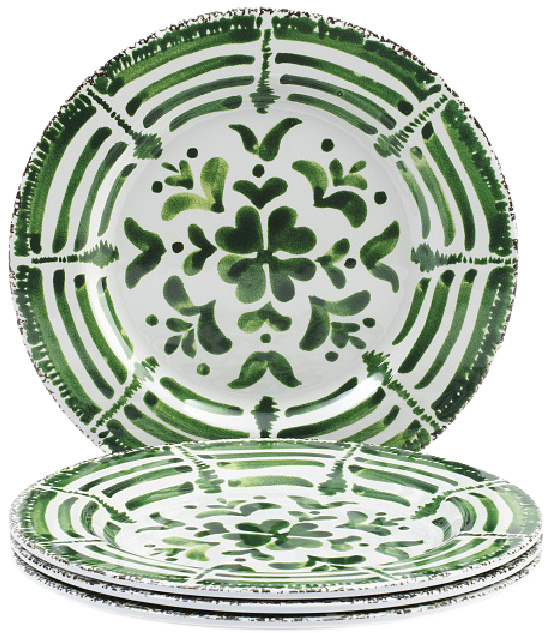 green-white-melamine-plate-set