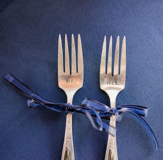 navy blue wedding utensils