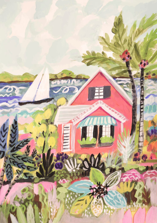 Coastal-Pink-Cabin-print-by-Karen-Fields
