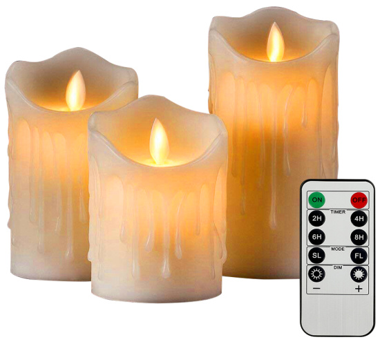 Willstar 3 Pack Candle Lights Flameless Wax LED Pillar Candles Flickering Remote Control Lights
