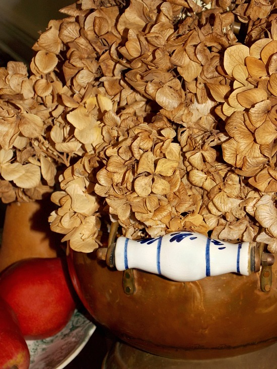 dried-hydrangea-pears-copper-coal-kettle