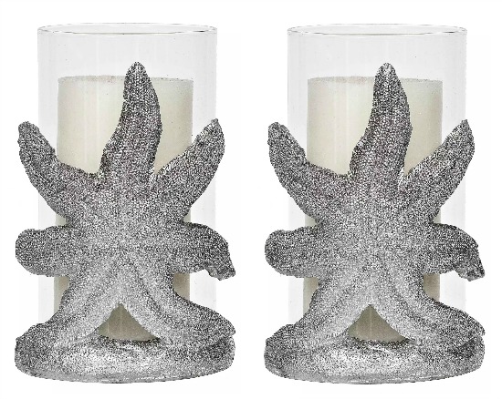 silver starfish pillar candle holder