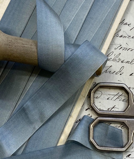 Antique Silk French Subdued Blue Ombre Ribbon