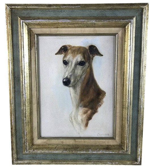 framed-oil-painting-of-greyhound-whippet