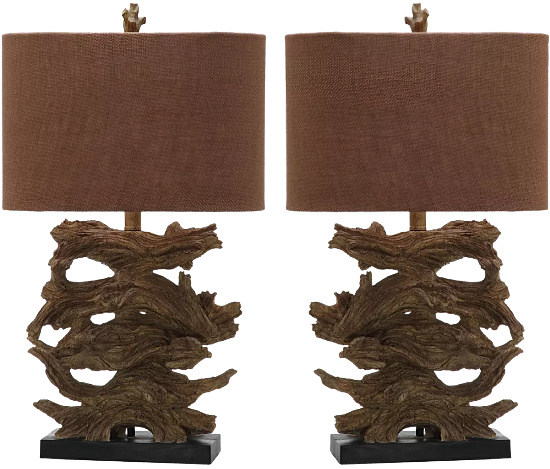 Forester 26.5 in. Brown Branch Table Lamp with Brown Shade (Set of 2)