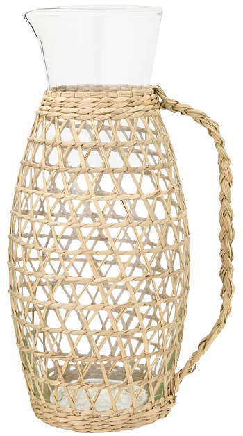 Glass Pitcher with Seagrass Weave Jacket & Handle