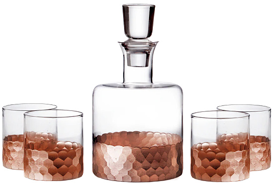 Fitz and Floyd Daphne 5-piece Whiskey Set - Copper