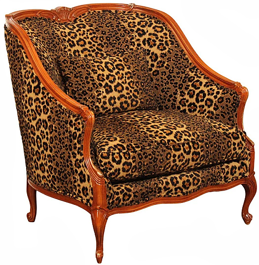 French Louis XV Style Cheetah Print Upholstered Bergere Or Settee
