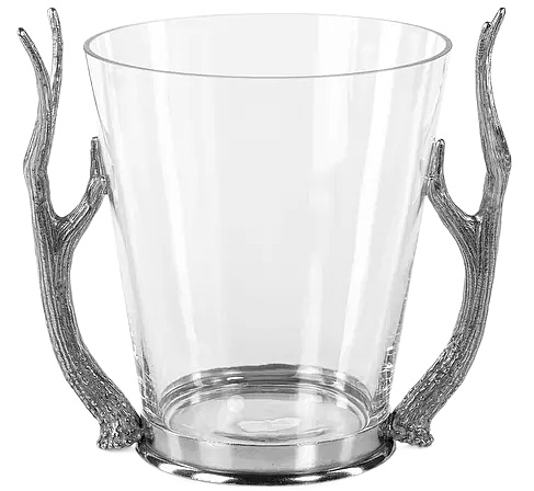 Malachi Glass Wine & Champagne Bucket with Pewter Antler Handles