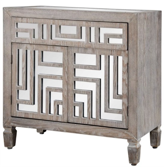 StyleCraft Grey with Whitewash Wooden Cabinet with Mirror Design
