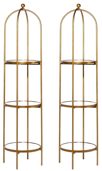 Tall-Arched-Antique-Gold-Metal-Framed-3-Tier-Mirrored-Shelf
