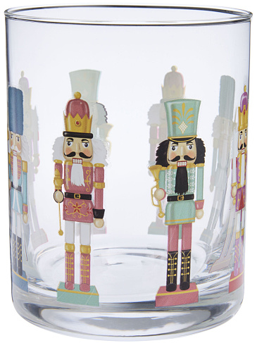 Watercolor Holiday Nutcracker Double Old Fashioned Glass