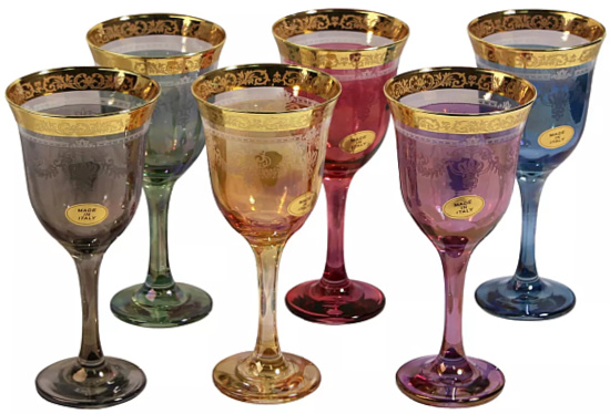 Wine Goblets Set of 6 Multicolor