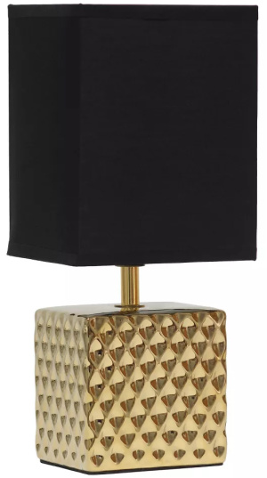Gold-with-Black-Shade-Petite-Hammered-Metallic-Square-Bedside-Table-Desk-Lamp