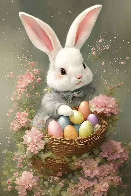 Easter bunny basket pastels