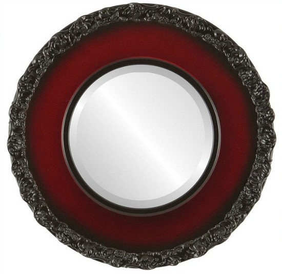 Williamsburg Framed Round Mirror in Rosewood
