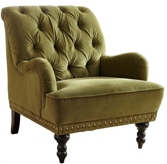  Chas Olive Green Velvet Armchair