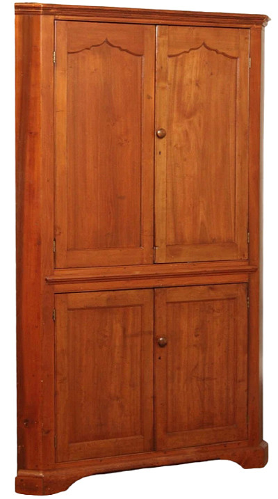 Antique Four-Door Corner Cabinet Cupboard