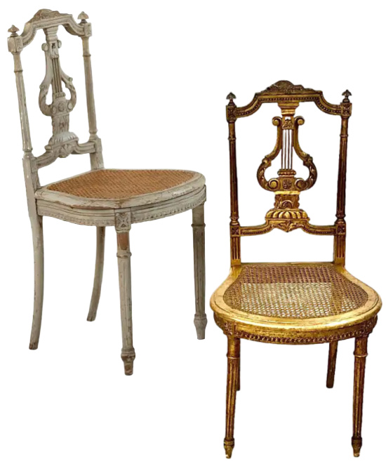 French Louis XVI Style Painted Opera Chairs 