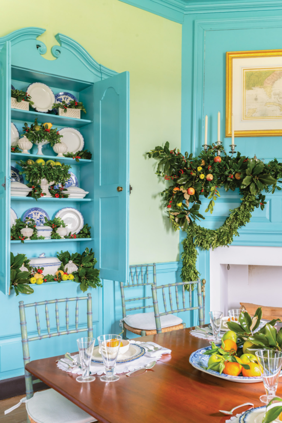 garlands-with-fresh-fruit-blue-cabinets