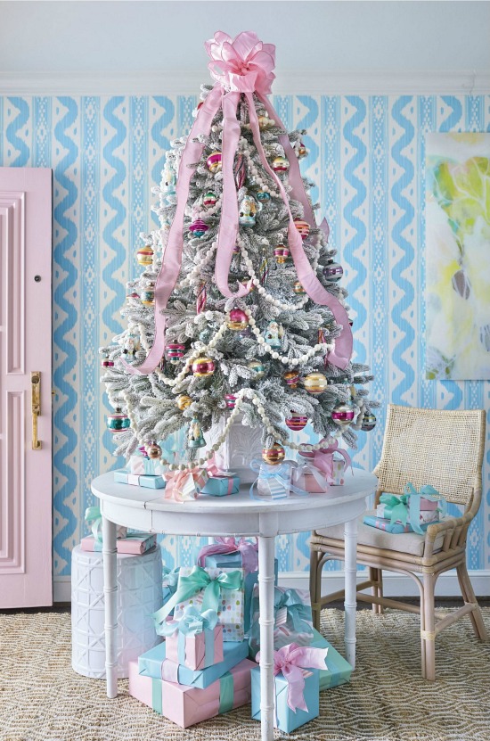 pink pastel Christmas tree