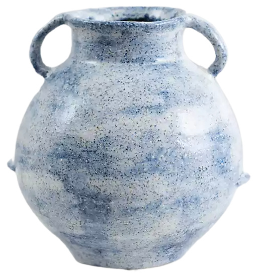Blue Organic Ceramic Handle Jug Vase