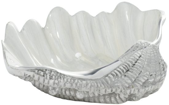White Aluminum Shell Shell Serving Bowl with Enamel Interior