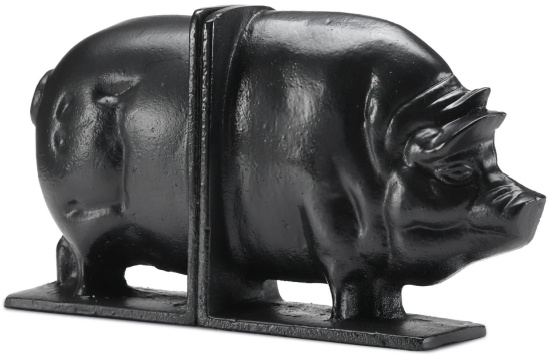 Smiling-Swine-Cast-Iron-Bookends