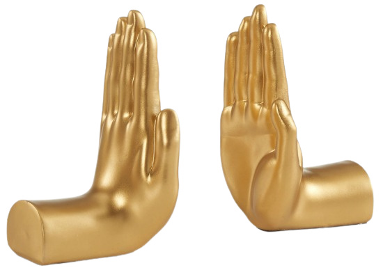  Gold "Hands" Bookend Set of 2